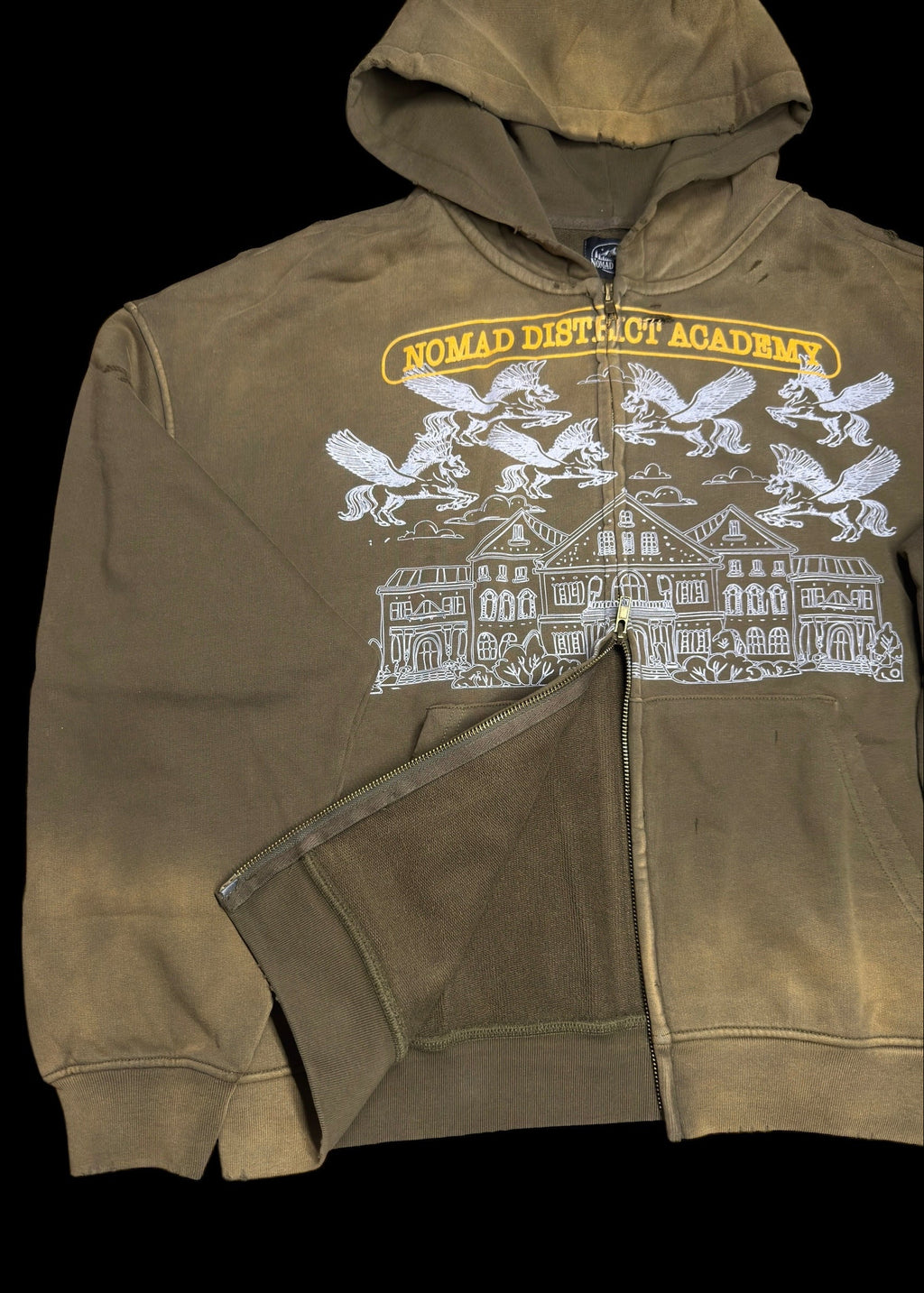 Nomad District Academy Zip Up Hoodie Green