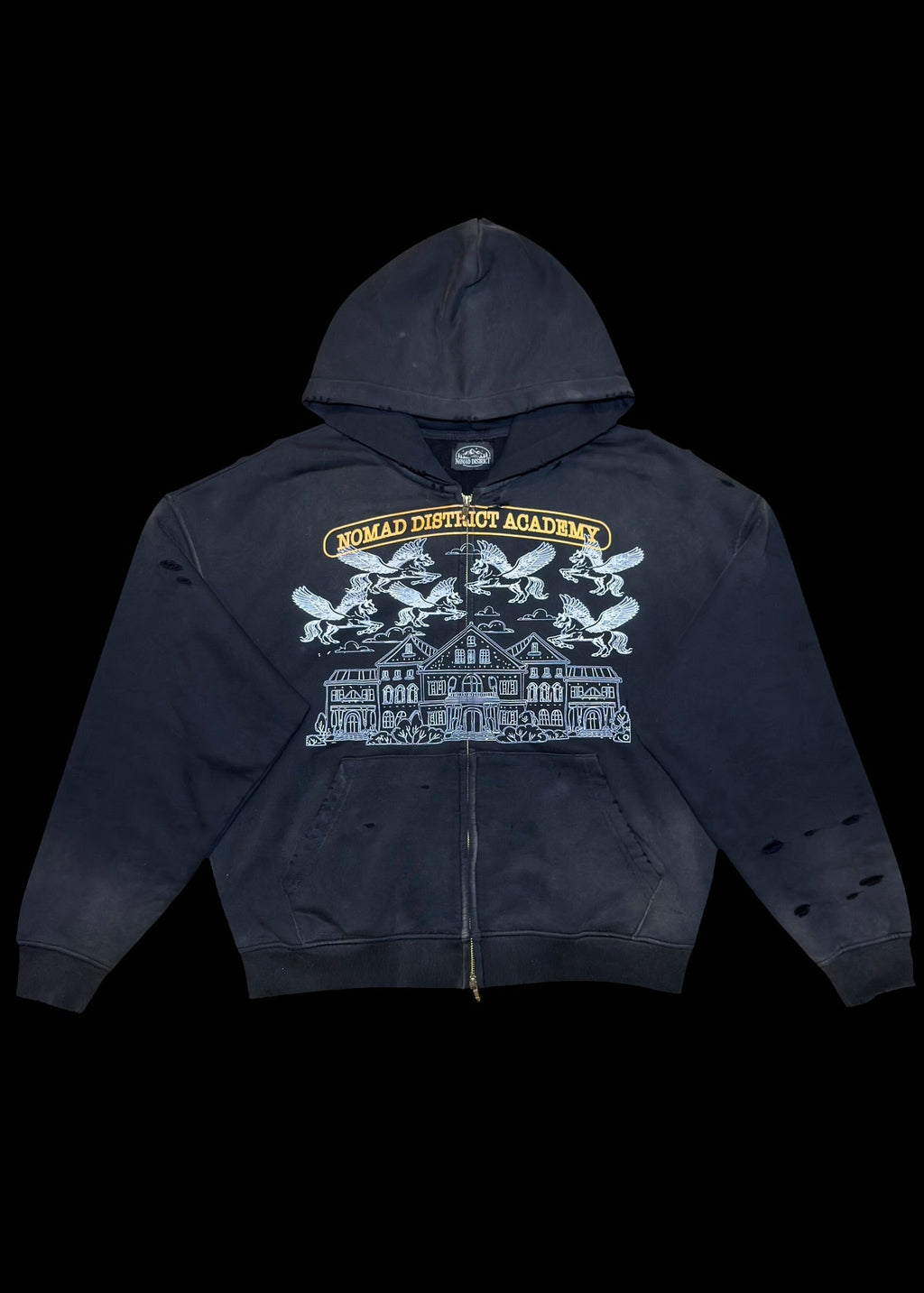 Nomad District Academy Zip Up Hoodie Black