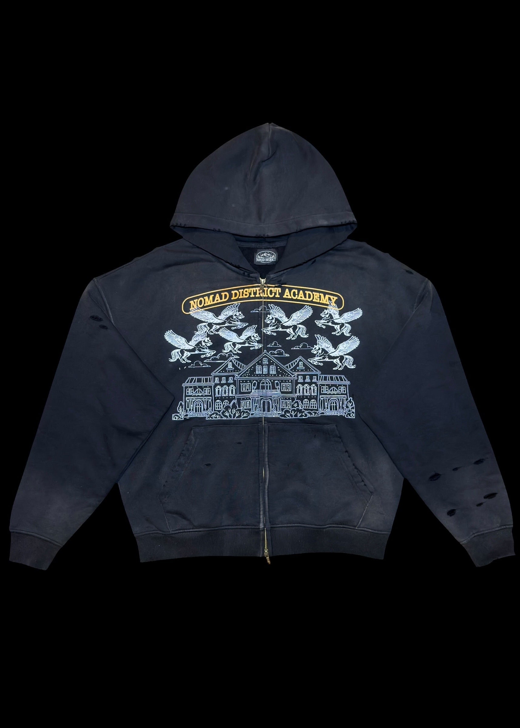 Nomad District Academy Zip Up Hoodie Black