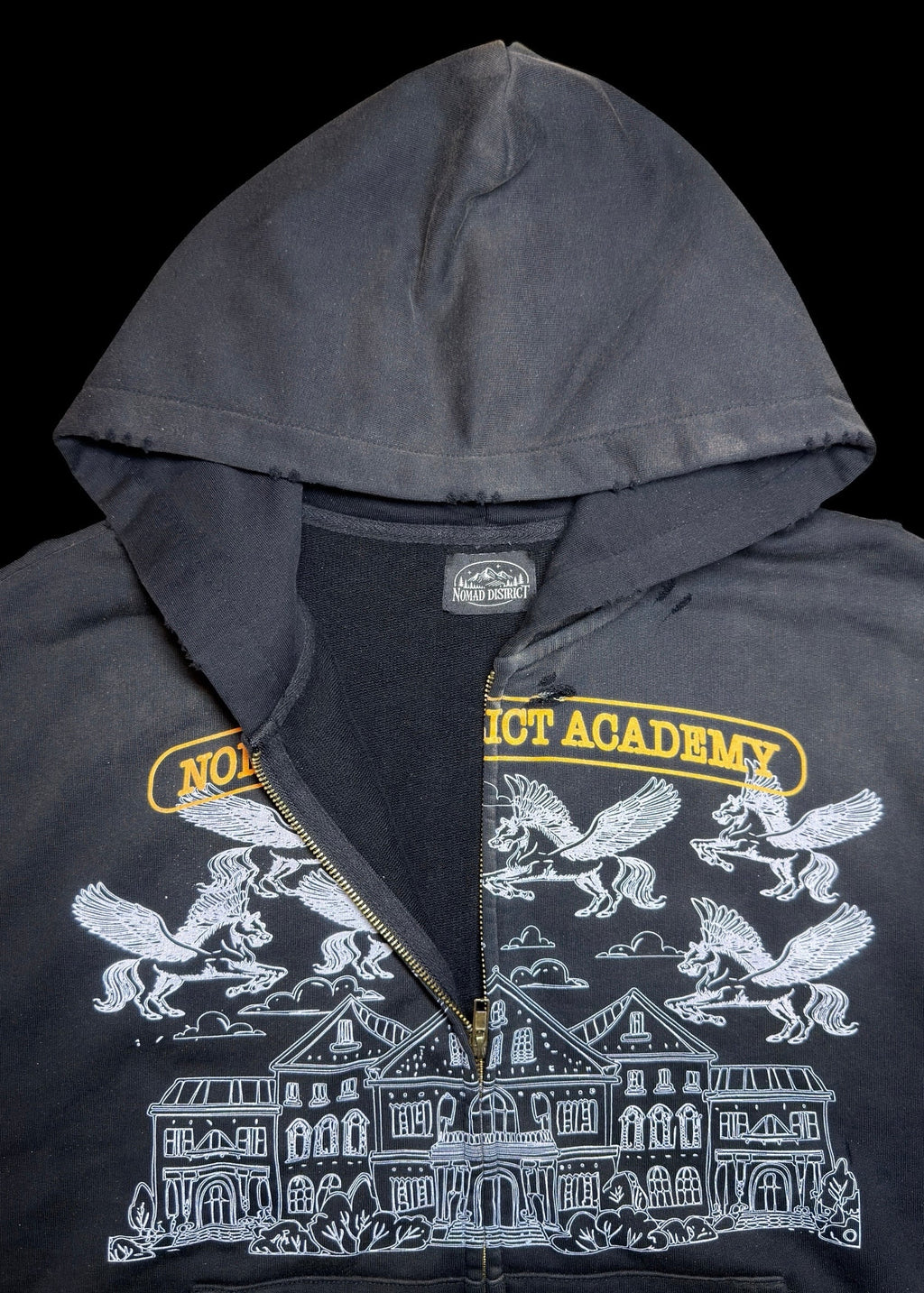 Nomad District Academy Zip Up Hoodie Black