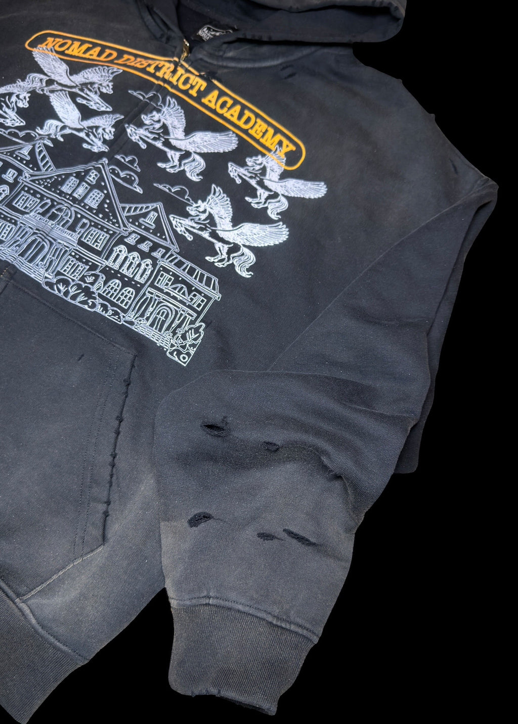 Nomad District Academy Zip Up Hoodie Black
