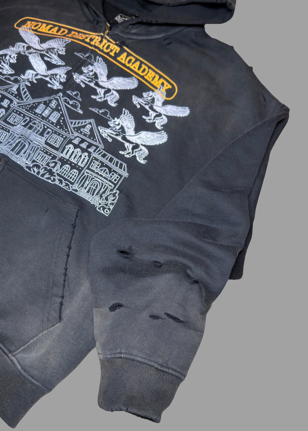 Nomad District Academy Zip Up Hoodie Black