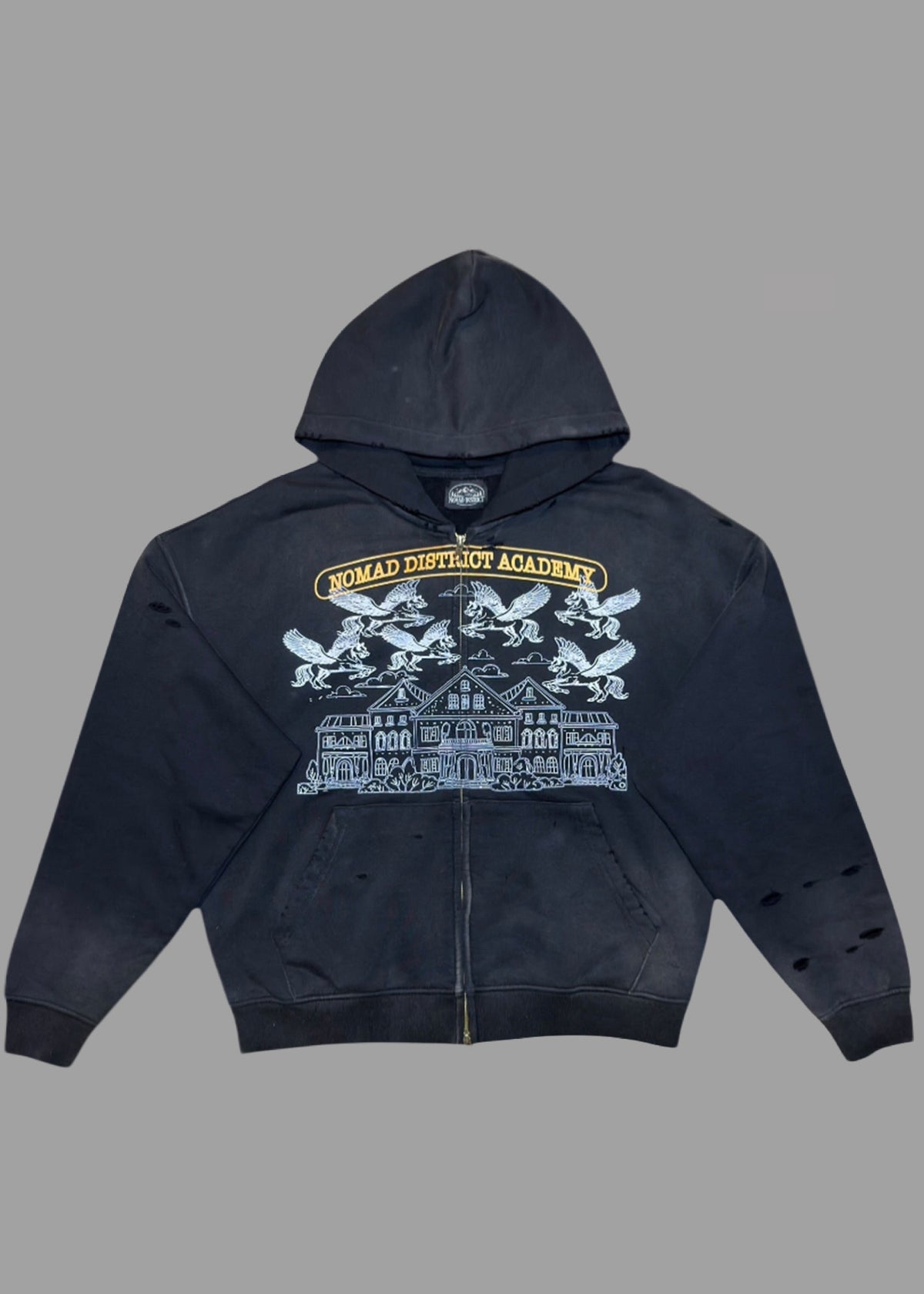 Nomad District Academy Zip Up Hoodie Black