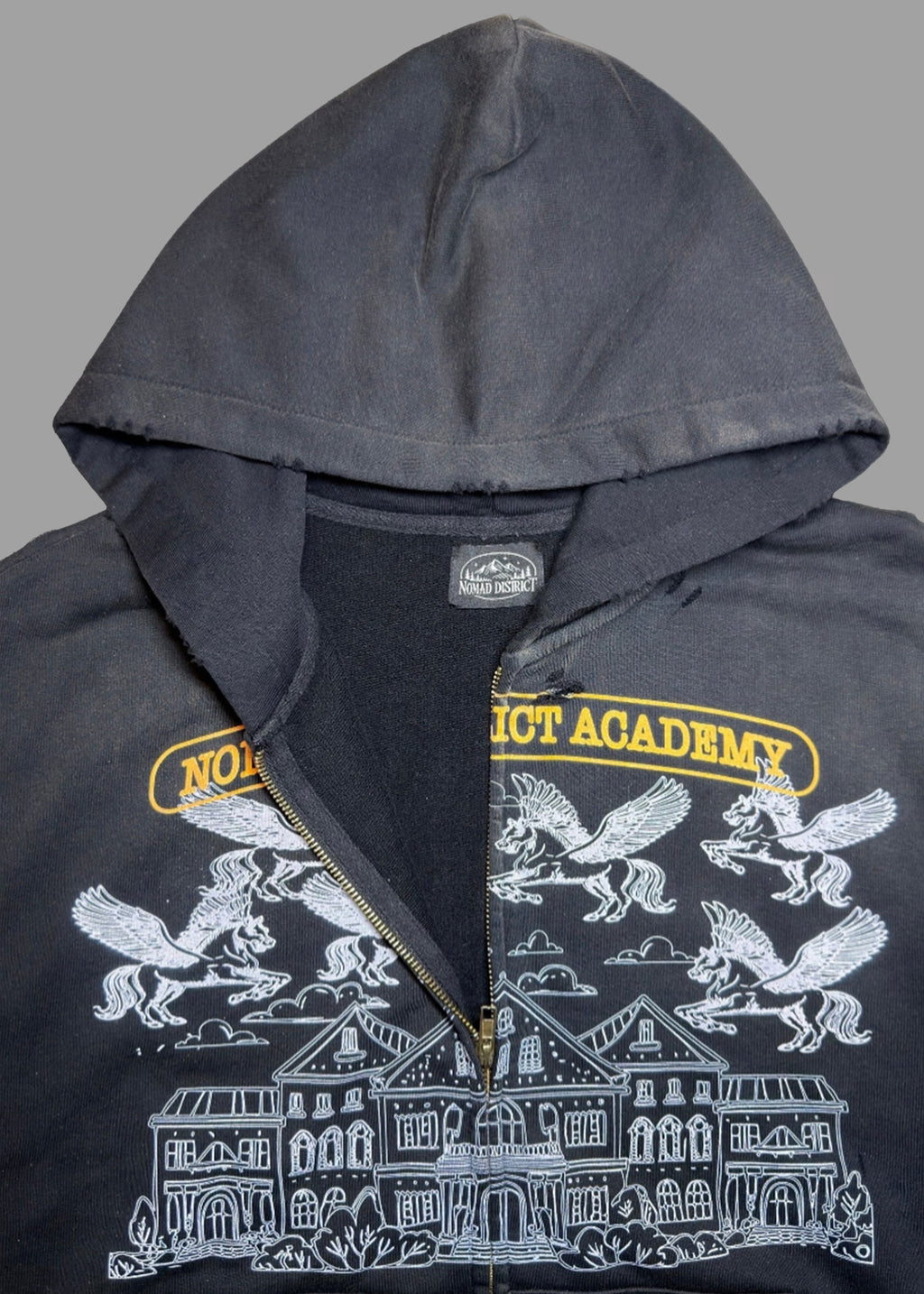 Nomad District Academy Zip Up Hoodie Black