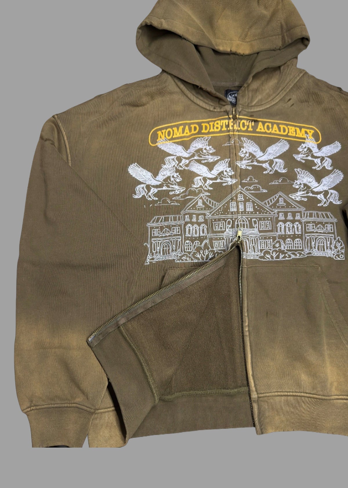 Nomad District Academy Zip Up Hoodie Green
